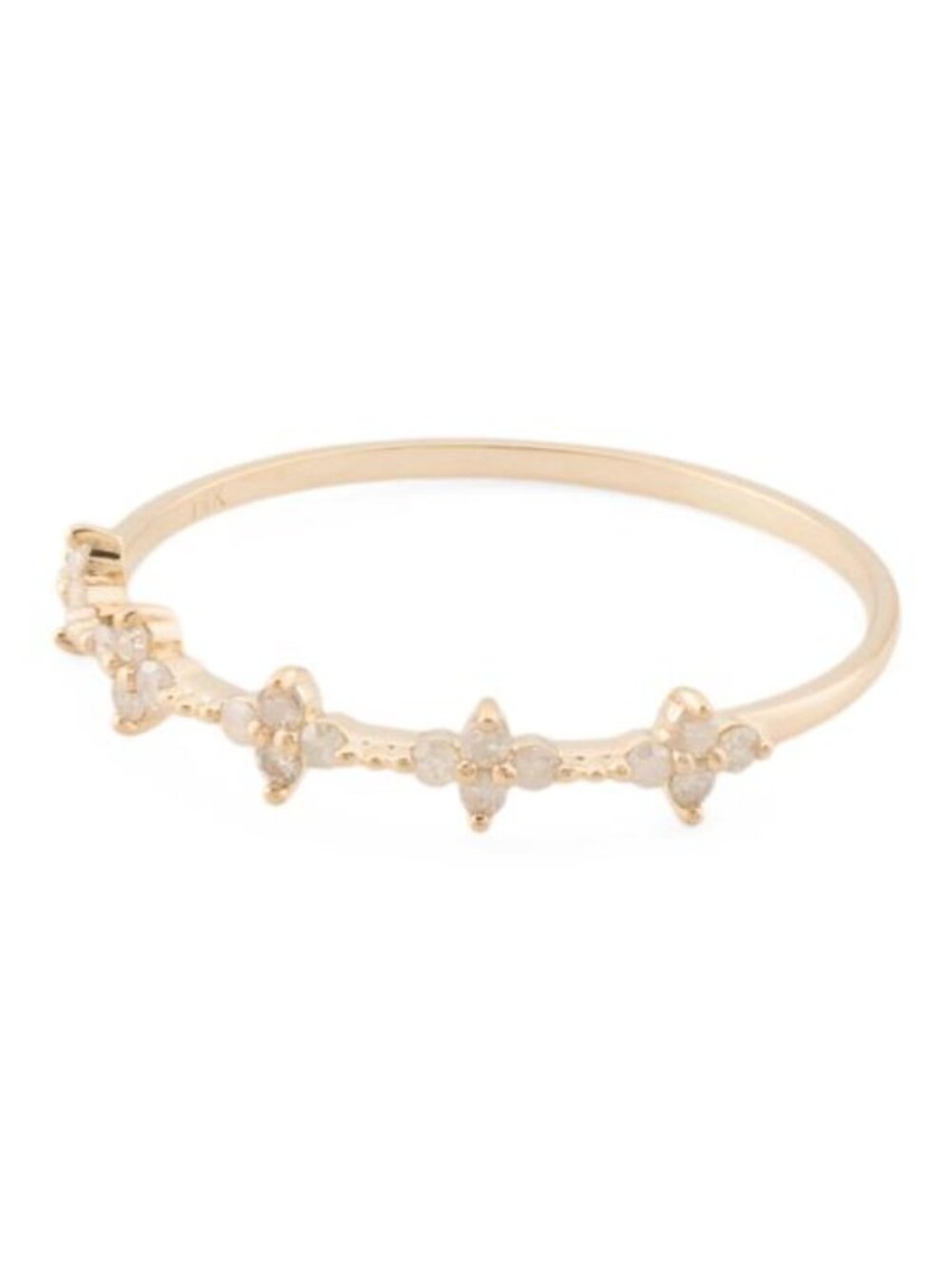 WHITE LOTUS 14kt Gold Diamond Cluster Clover Ring